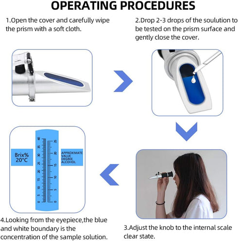 BOWONG 0-40%, 0-25%) Wine Refractometer, Hand Held Brix/Alcohol Refractometer with ATC for Wine Making Homebrew Kit