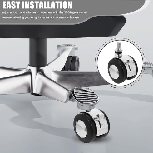4pcs 2-inch Beaupretty Office Chair Stem Casters with Brake General Replacement Wheels for Desk and Gaming Chairs