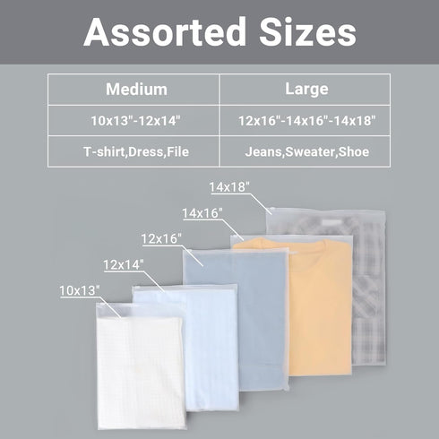 Frosted Zipper Clothing Bags, 25 Pcs 10x13 inch Poly Bags for Shipping, Waterproof Plastic Bags for Clothes