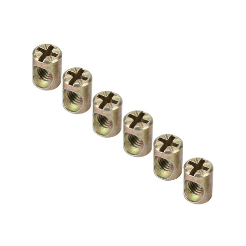 Jinshining 10Pcs M6 100514 Gold Spring Loaded Barrel Nuts, Slotted Barrel Nuts Cross Dowels, Replacement Screws Cross