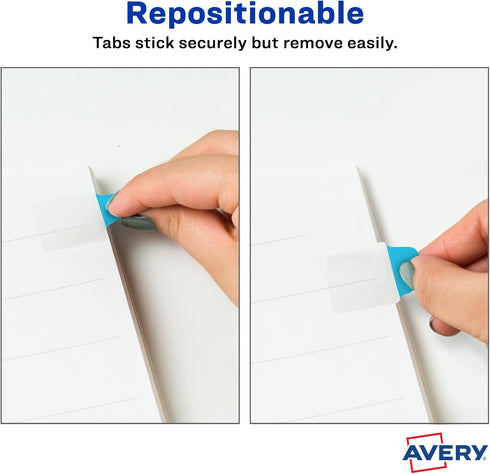 AVERY Mini Ultra Tabs, 1" x 1.5", 2-Side Writable, Assorted Colors, 40 Repositionable Tabs (74760)