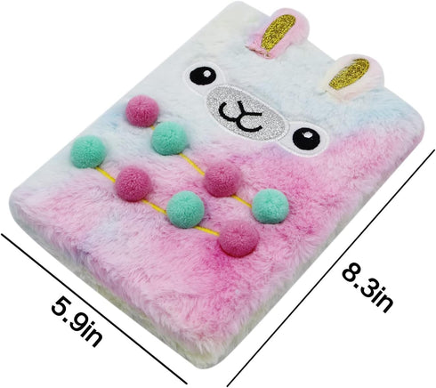Fuzzy Plush Notebook Journal, Cute Cartoon Bear Diary for Kids, Girls, Boys Writing and Drawing (A5, 160 Lined Pages)