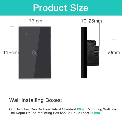 BSEED Smart Water Heater Switch, WiFi Touch Switch with Smart Life APP Control, 20A Black