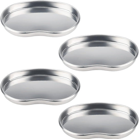 Prgislew 4 Pack Dental Tray, Medium Stainless Steel Kidney Trays, Reusable Metal Dish for Lab, Kitchen, Pet Tools