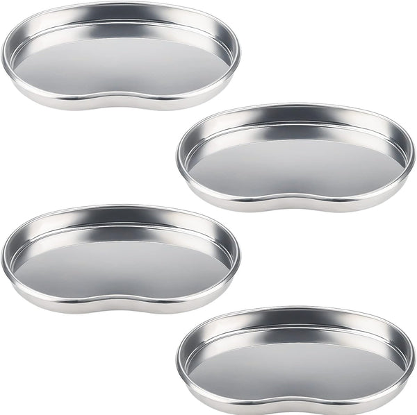 Prgislew 4 Pack Dental Tray, Medium Stainless Steel Kidney Trays, Reusable Metal Dish for Lab, Kitchen, Pet Tools