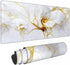 Office Home White Gold Marble Flower Desk Pad, 31.5"×11.8" Large Gaming Mouse Pad, Waterproof Thick Non-Slip