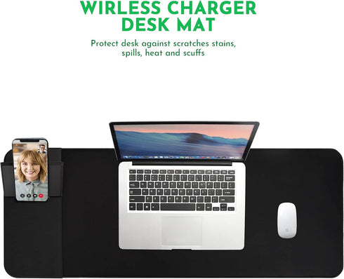 WeYingLe 15W Wireless Charging Mouse Pad with Phone Holder Gaming Mousepad Desk Mat Qi Fast Charging Pad Ultra-Smooth