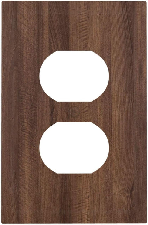 GNIXYUNXI Outlet Covers Dark Walnut Wood Grain 1 Gang Duplex Light Switch Cover