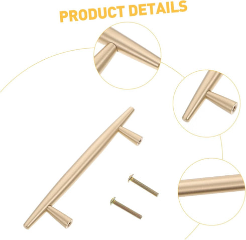 Holibanna Modern Brass Cabinet Pulls Pitch Solid Drawer Handles for Wardrobes Cabinets Bedside Tables Easy Install