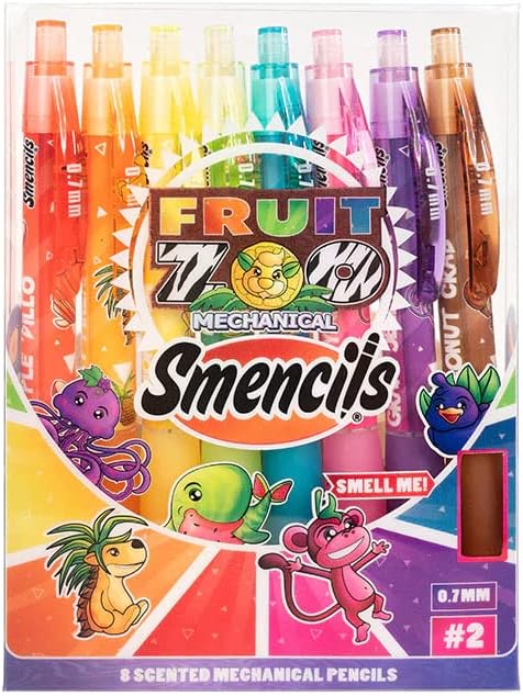 Mechanical Smencils - Scented Mechanical Pencils, 8 Count, Medium Point (0.7mm) (Fruit Zoo)