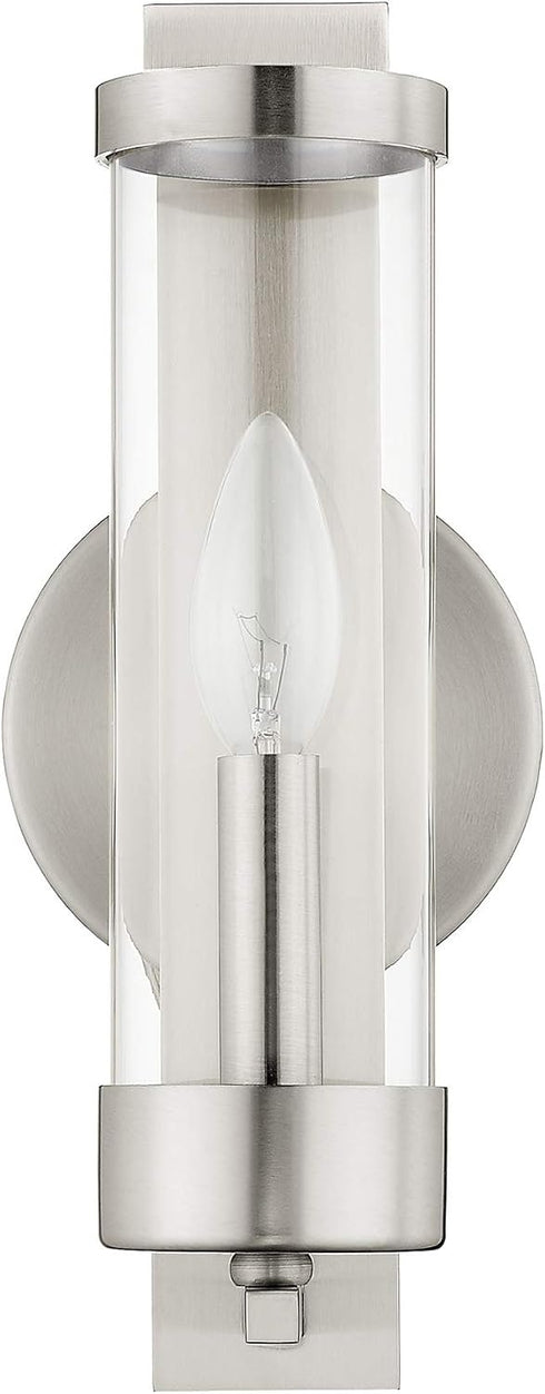 10141-91 Livex Lighting Brushed Nickel Wall Sconce with Clear Glass
