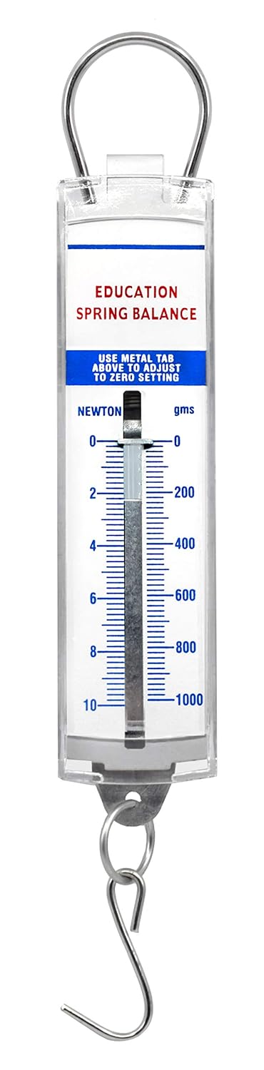 EISCO Premium Spring Balance - 0-1000g / 0-10N High Resolution Dual Scale, Zero Calibration Capability, Acrylic Body