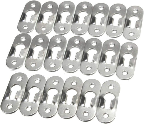 20 Pcs Metal Keyhole Hangers Fasteners for Picture Frames, Mirrors, Cabinets, 42mm x 14mm Flush Mount Hardware (Silver)