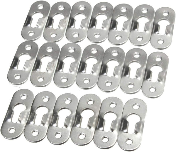 20 Pcs Metal Keyhole Hangers Fasteners for Picture Frames, Mirrors, Cabinets, 42mm x 14mm Flush Mount Hardware (Silver)