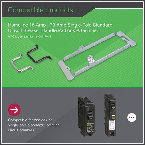 Square D HOM1PACP 1.9-Inch Single-Pole Circuit Breaker Padlock Device