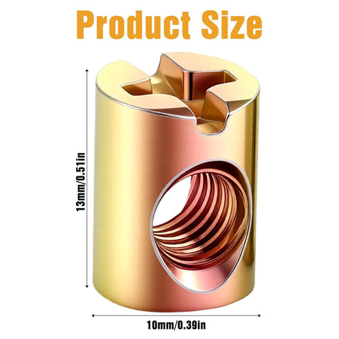 Tweruna 10 M6 PCS Barrel Nut, Slotted Barrel Cross Dowel Nut, Replacement Cross Dowels Barrel Nuts for Furniture Bed