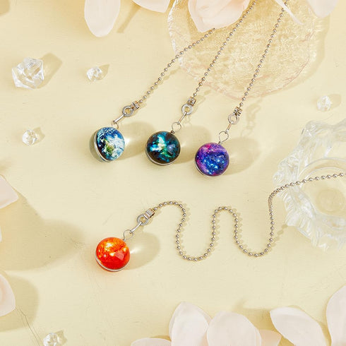4Pcs 4 Ceiling Fan Pull Chain Universe Decorative Lamp Pull Extension Color Glass Fan String Pendant Extender with Ball