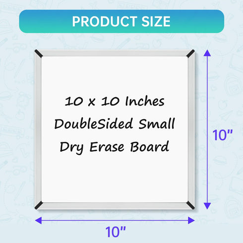 Small Whiteboard Set - 10 x 10" Dry Erase Board with 2 Markers & 6 Magnetic Labels - Mini Double-Sided Wall Hanging
