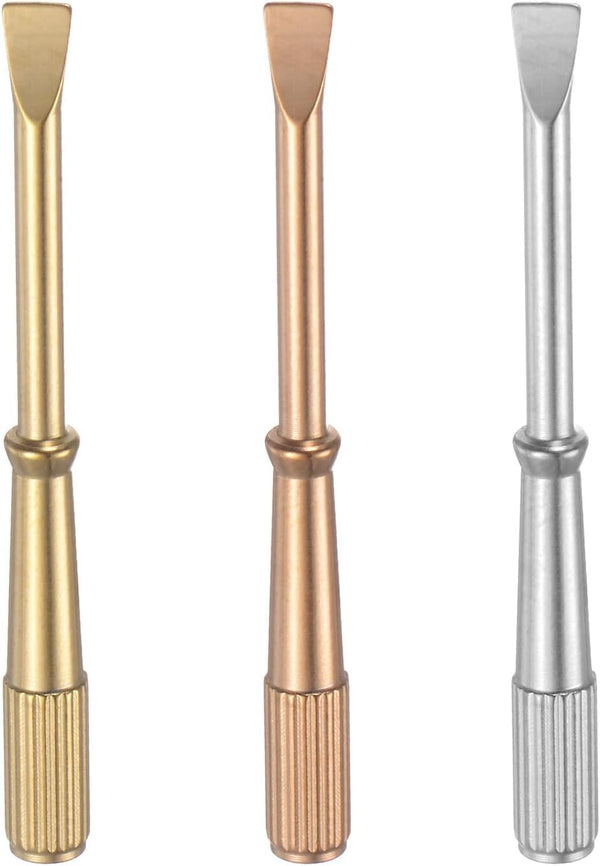 3pcs Mini Bracelet Screwdriver 4mm Titanium Steel Slotted with Non-slip Handle for Repair Tools