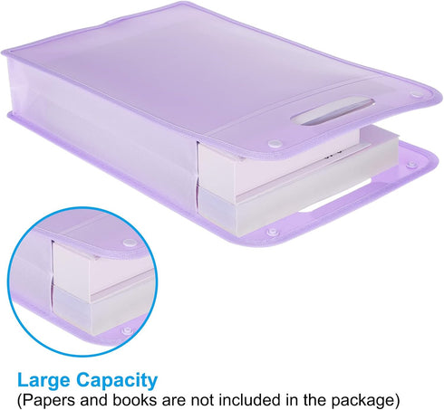 PATIKIL Expanding File Folder, A4 Size Plastic Accordion Files Organizer with Snap Button for Office Business, Purple
