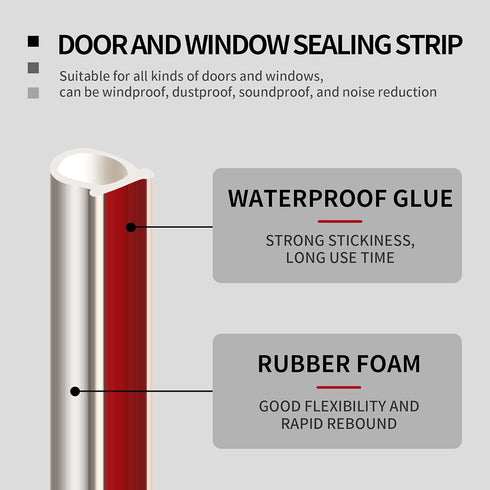 20 Feet Long Weather Stripping Seal Strip for Doors/Windows, Self-Adhesive Backing for Large Gaps