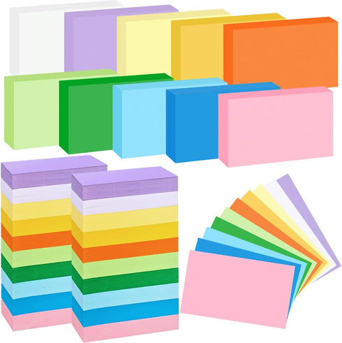 Beieverluck 2000 PCS Blank Index Cards 3x5 Inch Colored Flash Cards Study Cards