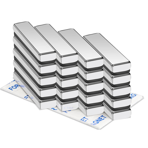 MIKEDE Strong Magnets, 5 Pack Rare Earth Bar Magnets with Double-Sided Adhesive, Neodymium Heavy Duty Locker Magnet,