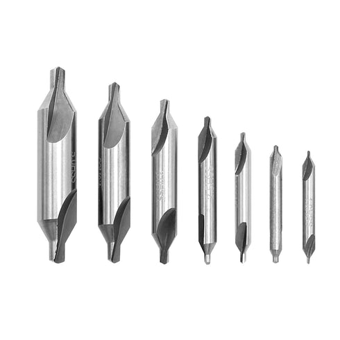 7PCS Center Drill Bits Set M2 HSS Centering Starter Drill Bit 60-Degree Countersink Tools for Lathe Metalworking