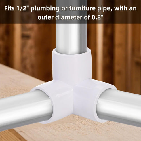 32 Pack 1/2 Inch 3 Elbow Covzoe Way PVC Fittings, Furniture Grade Pipe Connectors, Heavy Duty Pipe Corner Fittings DIY