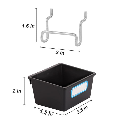 FRIMOONY 16 Pack Pegboard Bins, Organizing Accessories with Hooks and Labels, Black