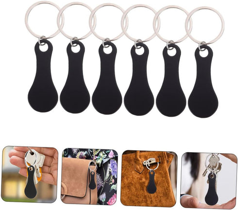6Pcs Stainless Steel Shopping Cart Tokens Keychain Grocery Trolley Coins Portable Quarter Coin for Supermarket Use