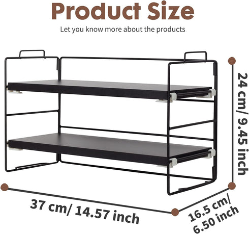 ShellKingdom Desk Shelf Organizer, 2 Tier Desktop Shelves, Adjustable Bookshelf Storage Rack and Office Cubicle Decor for Tabletop, School, Office, Dorm Organization (Black) by ShellKingdom