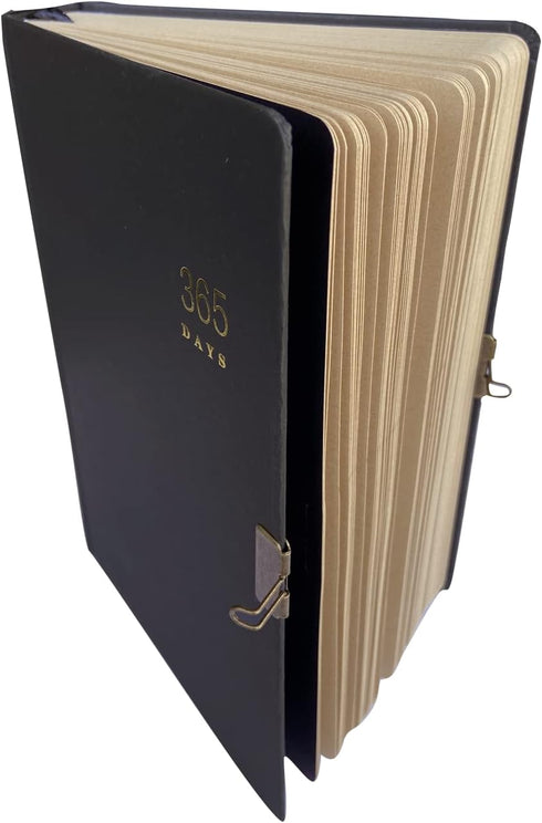 Vintage 365 Journal with Lock and Key, A5 Black Hardcover Diary for Adults, Men, Women