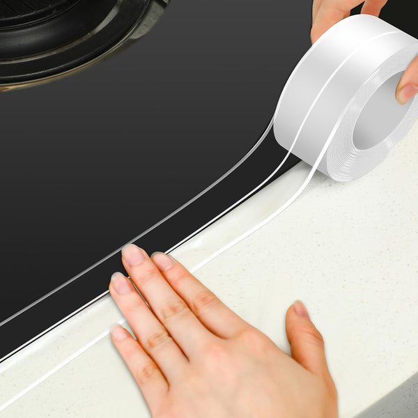 Clear Caulk Tape 10.5' x 1.5'', Waterproof Self Adhesive Strip for Bathtub Sealant, Kitchen Floor Wall Protector
