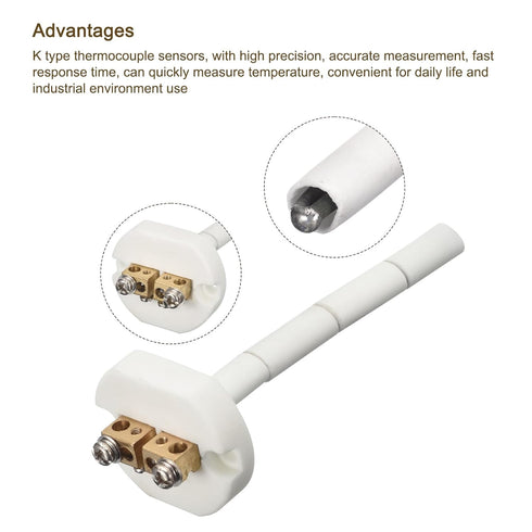 MECCANIXITY 4" K Type Thermocouple Sensor for Muffle Furnace Oven, High Temperature -50 to 1100°C, 2.5x100mm