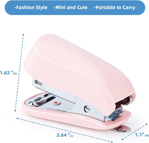 Stapler with Staples and Staple Remover Set, 20-50 Sheets Capacity, Desk Stapler (Pink, 20 Sheet)
