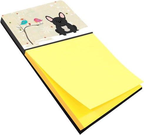 Caroline's Treasures Christmas Presents Between Friends French Bulldog Black Sticky Note Holder, Multicolor (BB2486SN)