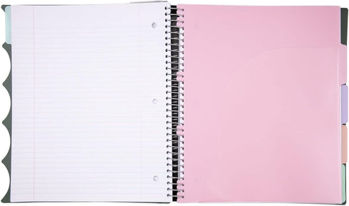 Mintra Office Durable PREMIUM Spiral Notebook, Green Olive, 5 Subject (8.5in x 11in)