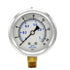 PIC Gauges PRO-201L-254B Bottom Mount Glycerin Filled Dual Scale Pressure Gauge, 2.5" Dial, 0-15 psi Range
