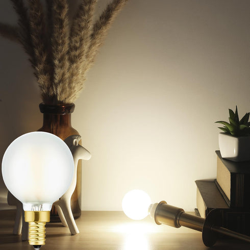 E12 Bulbs, 40W Dimmable Bulbs 4000k G16.5 4W E12 g50 Bulb 6Pack LEOOLS Frosted LED Candelabra Chandelier Light Daylight