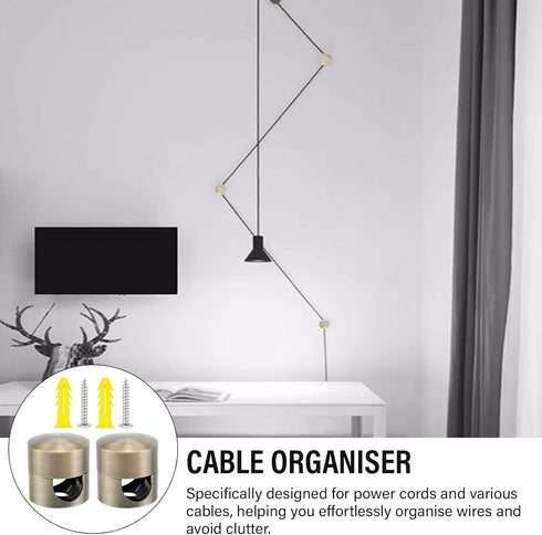 UPIQNG 2pcs Adjustable Cable Anchors for Desk, Metal Phone Cord Holders Adhesive Charger Clips for Nightstands