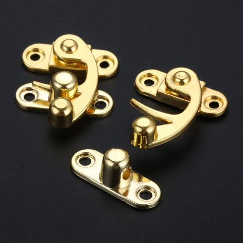 Yetaha Antique Hook Hasp, 6PCS Zinc Alloy Right Lock Clasp Toggle Latch Buckles for Vintage Wooden Box, Gold