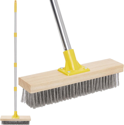 NICOFPHY Stainless Steel Deck Brushes for Scrubbing Heavy Duty, 60" Concrete Floor