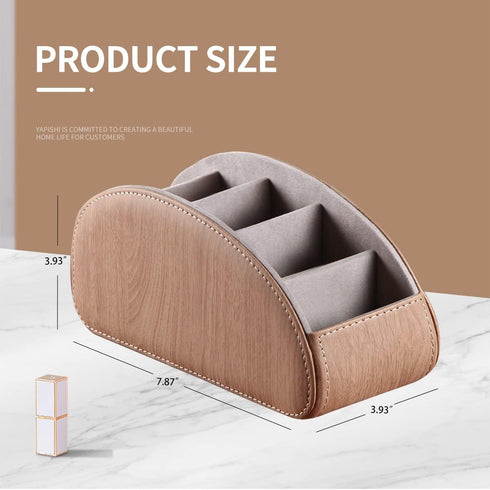5 All-in-One Leather TV Remote Control Holder with Compartments Nightstand Desktop Air Conditioner Media Player Remote