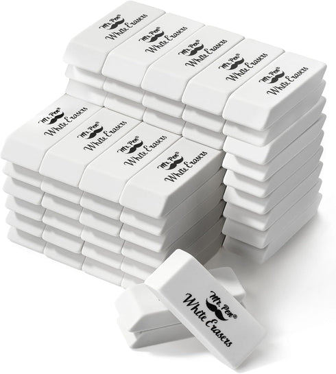 Mr. Pen 72 Pack White Pencil Erasers, Large Block Erasers for School, Rubber Erasers Bulk