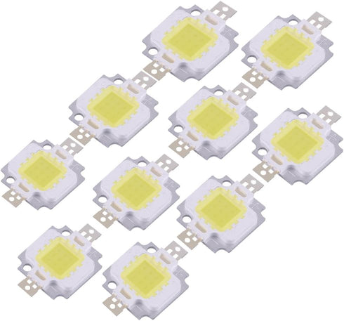 LED Chip Bulb, 10Pcs 10W Warm/Cool White SMD Chip COB DC 9-12V for Lamp Flood Light Replacement