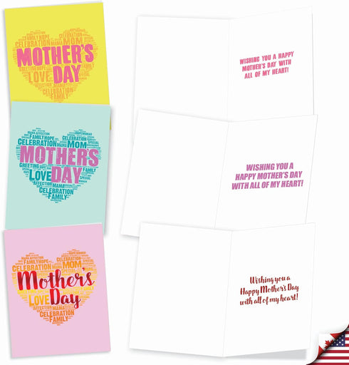 The Best Card Company - 20 Mother's Day Cards Bulk (4 x 5.12 Inch) - Loving Small Note Card Set