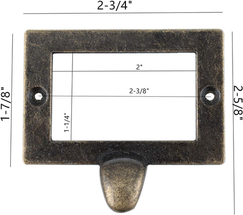 WEICHUAN 8-Pack Zinc Alloy Antique Bronze Label Frame Drawer Pulls - Vintage Industrial Style Handles for Drawers and
