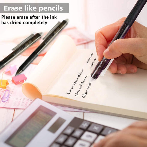 Erasable Gel Pens, 15 Pack Black Retractable Fine Point Pens, Make Mistakes Disappear, Black Inks for Writing