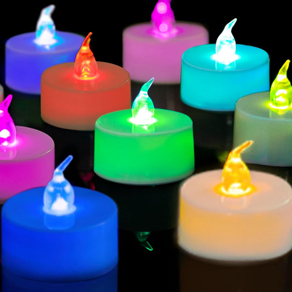 LANKER Flameless Candles with 6H Timer, 7 Color Changing LED Tea Lights,